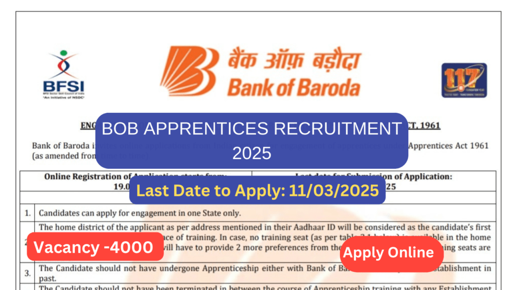 BOB Apprentice Recruitment 2025